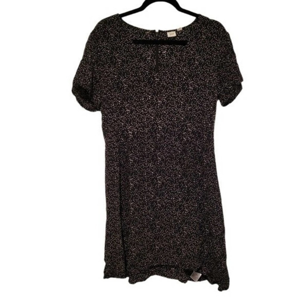 Gap Black White & Red V-Neck Polka Dot Fit & Flare Mini Dress Sz US 12